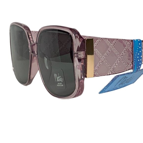 Bob Mackie Oversized Lilac Purple Quilted Geometric Arm Gold Accent Sunglasses main image 7